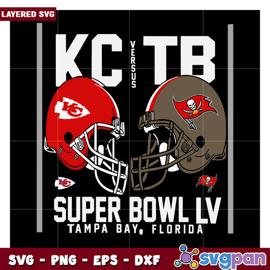 Super Bowl LV KC vs TB SVG Design for Fans, Perfect for Crafts