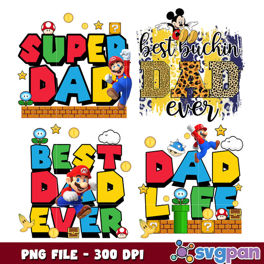 Super Dad Bundle PNG Files 300 DPI