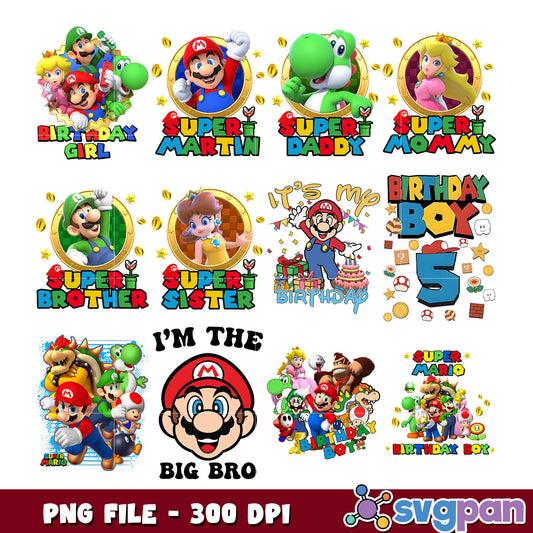 Super Mario Birthday Bundle PNG 300 DPI