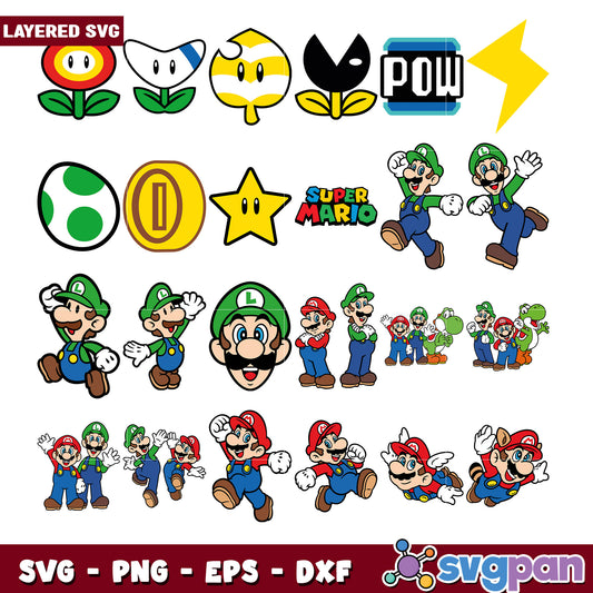 Super Mario Bundle SVG Files for Crafting Projects