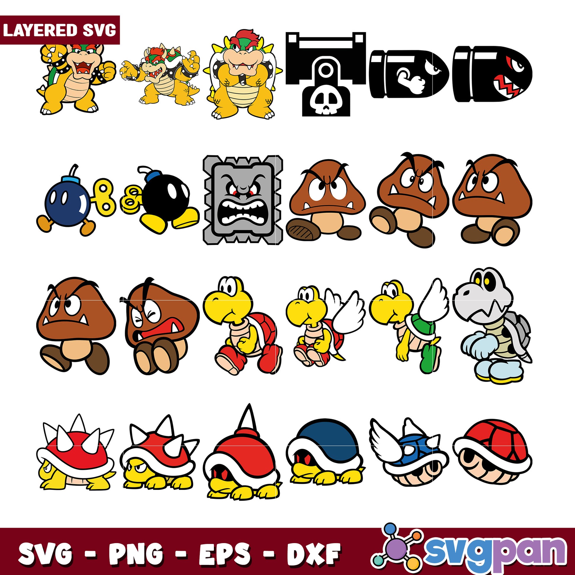 Super Mario Character Bundle SVG PNG EPS Files