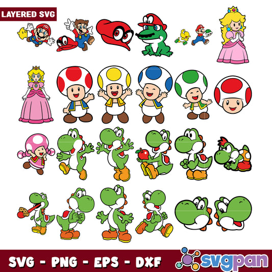 Super Mario Characters SVG Bundle for Crafting Fun