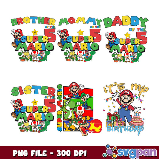 Super Mario Family Birthday PNG Bundle