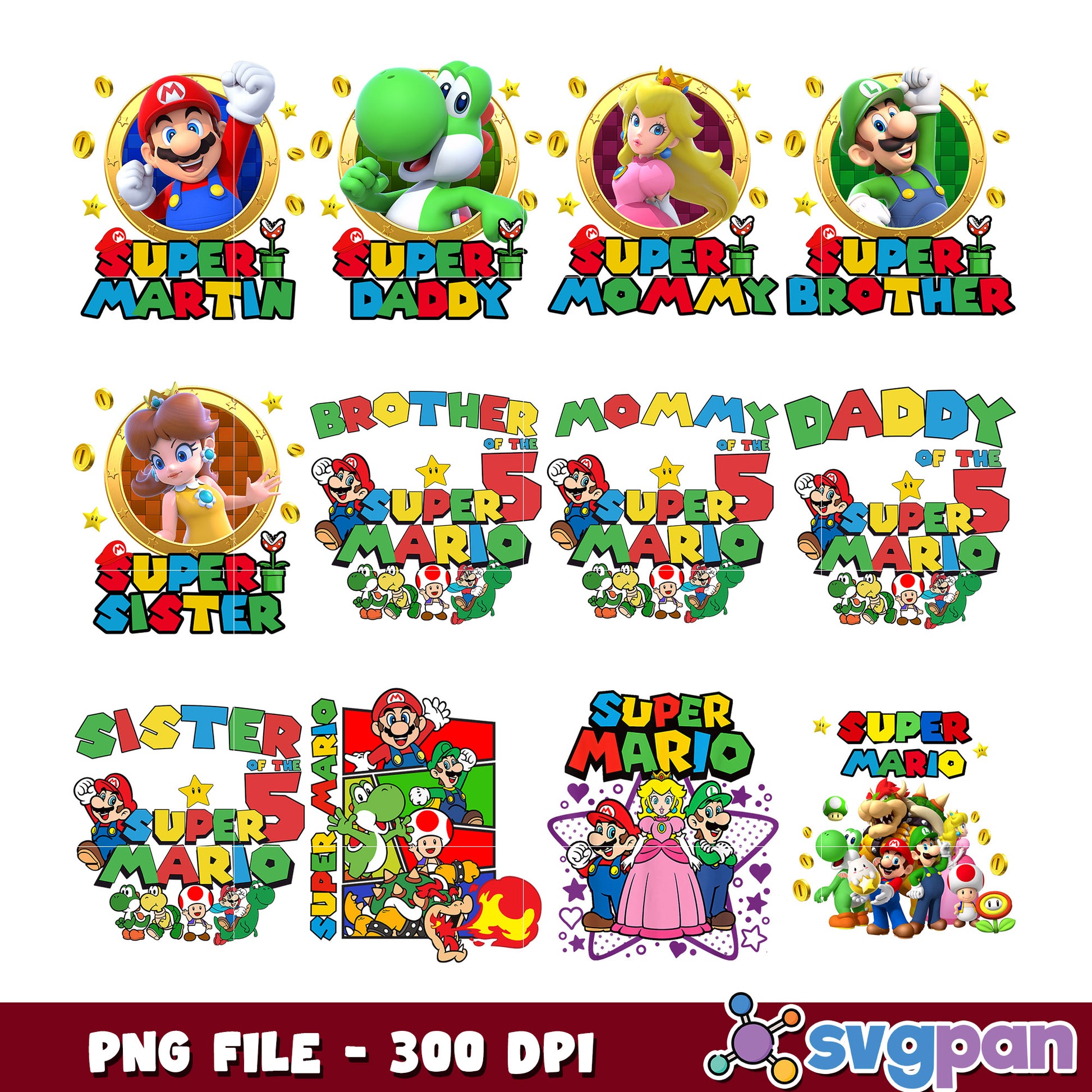 Super Mario Family PNG Bundle