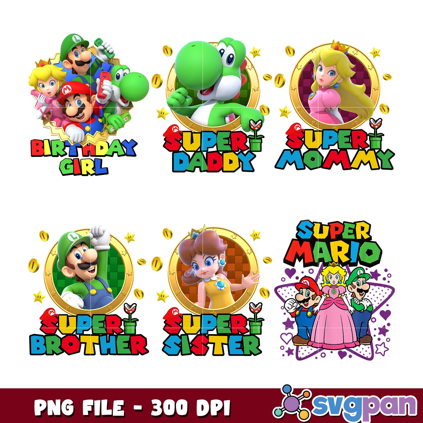 Super Mario Family PNG Bundle 300 DPI