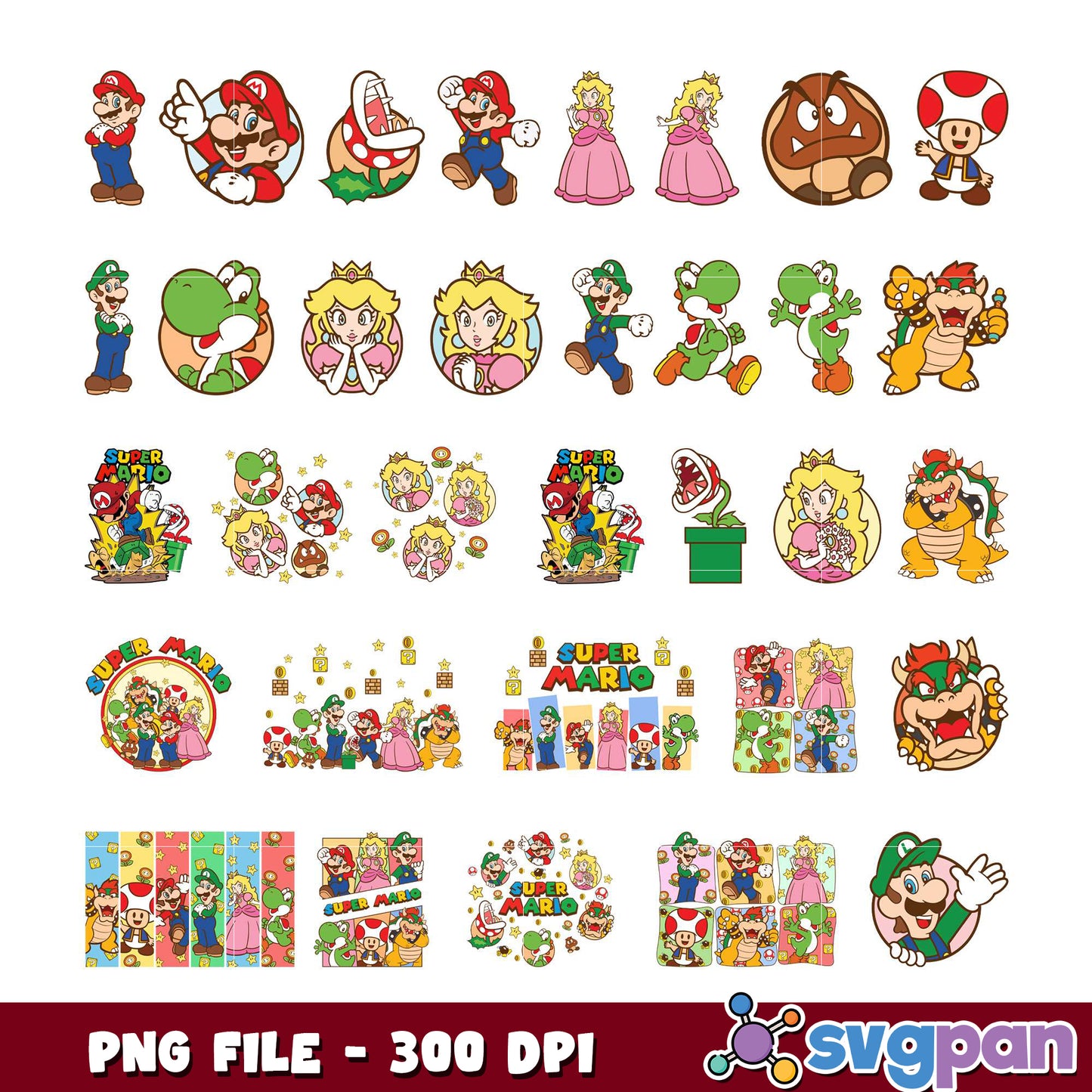 Super Mario PNG Bundle 300 DPI