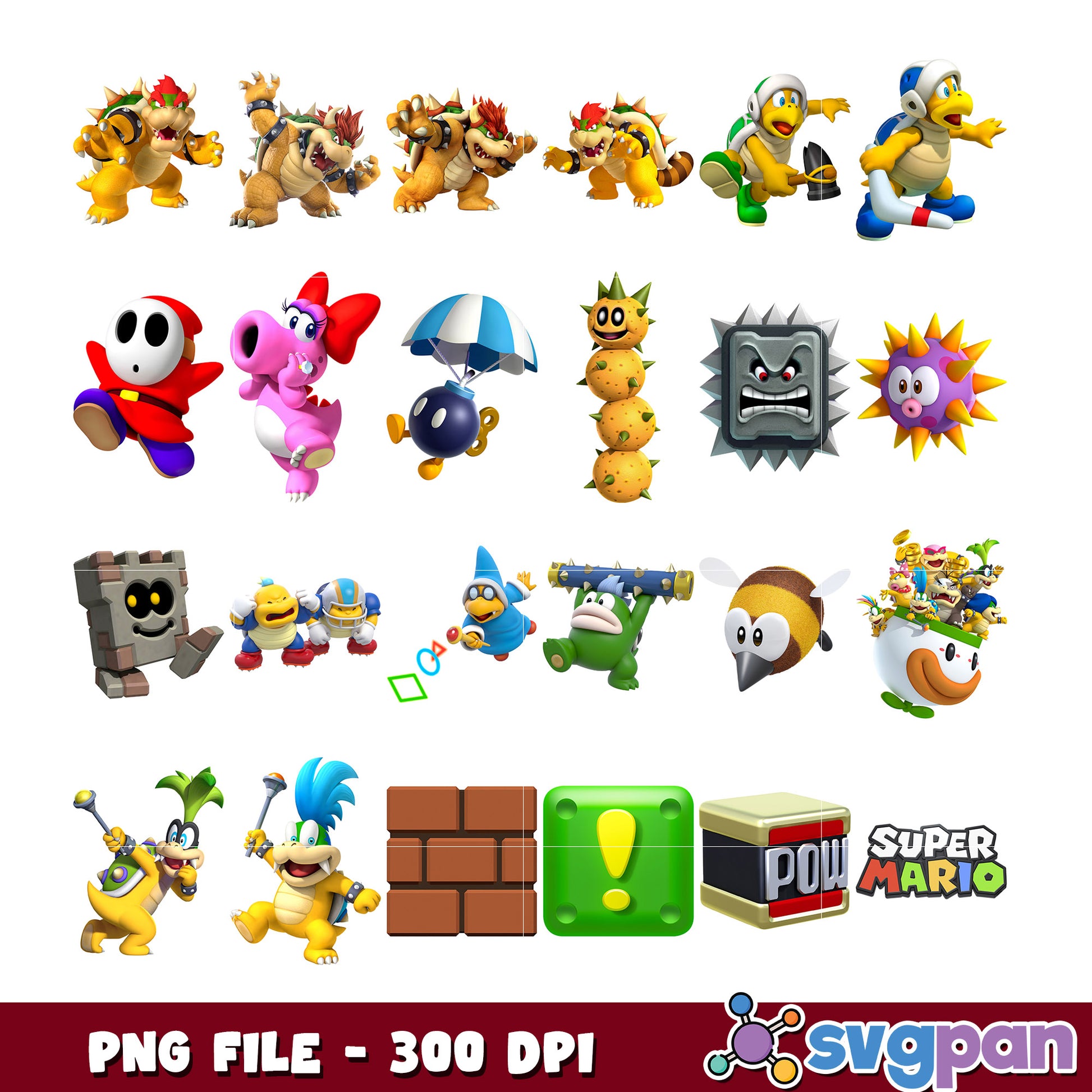 Super Mario PNG Characters Bundle 300 DPI