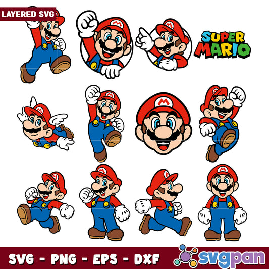 Super Mario SVG Bundle Layered Designs