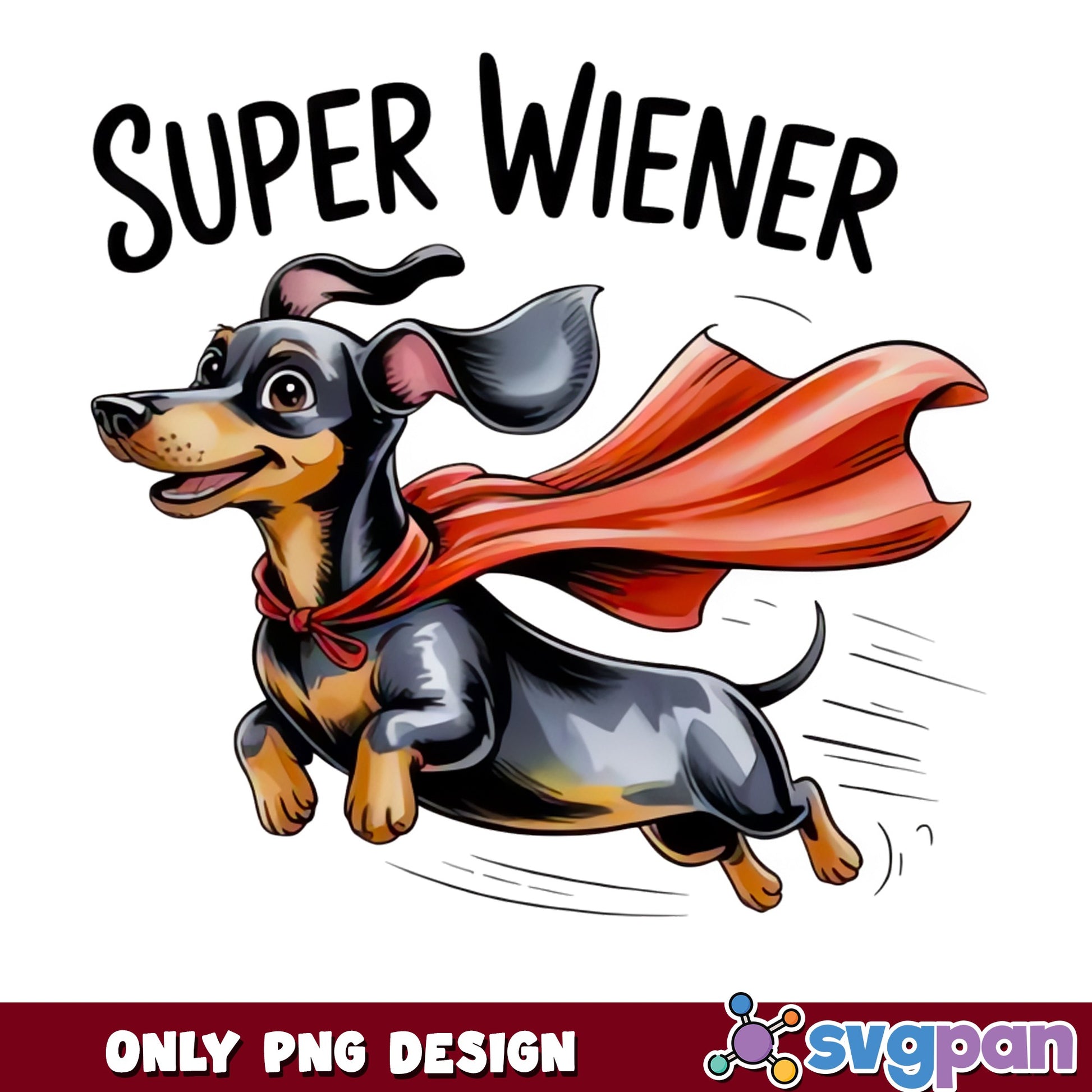 Super Wiener Dachshund PNG, Superhero Dog PNG, Funny Dog PNG