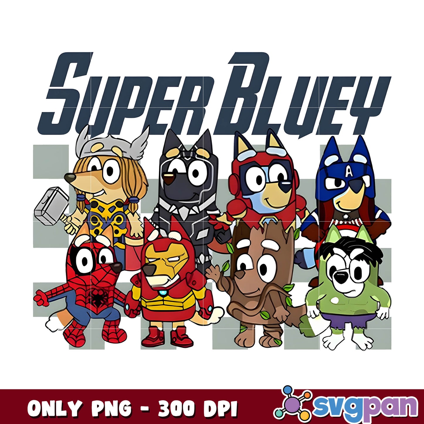 Super hero bluey cartoon png