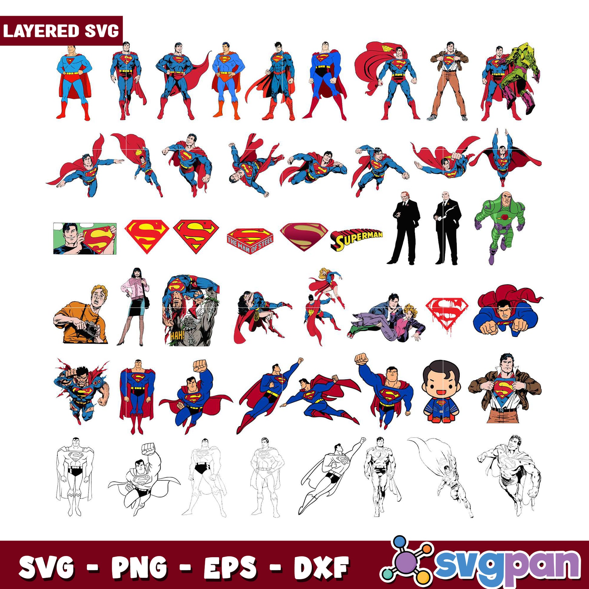 Superman Bundle SVG Characters for Creative Projects