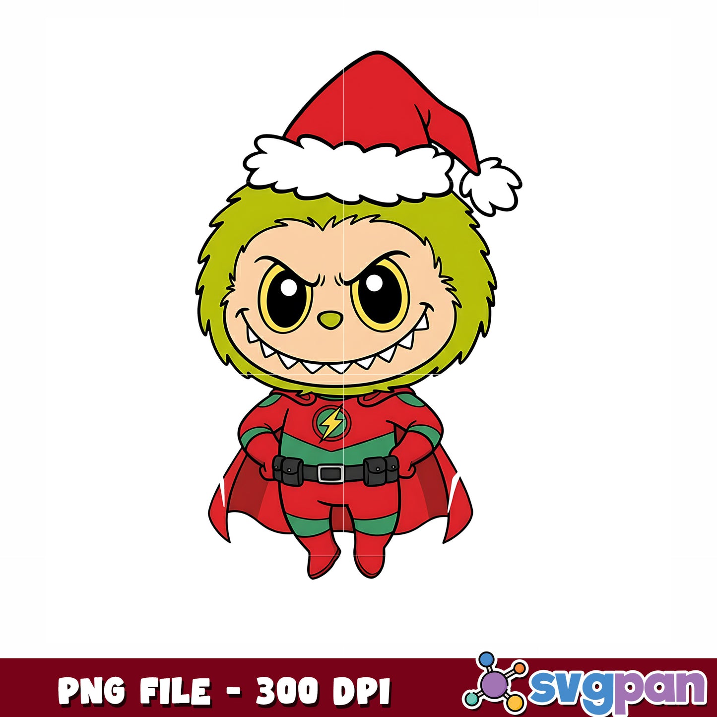 Superman grinch bubu png, christmas labubu png, cute labubu png