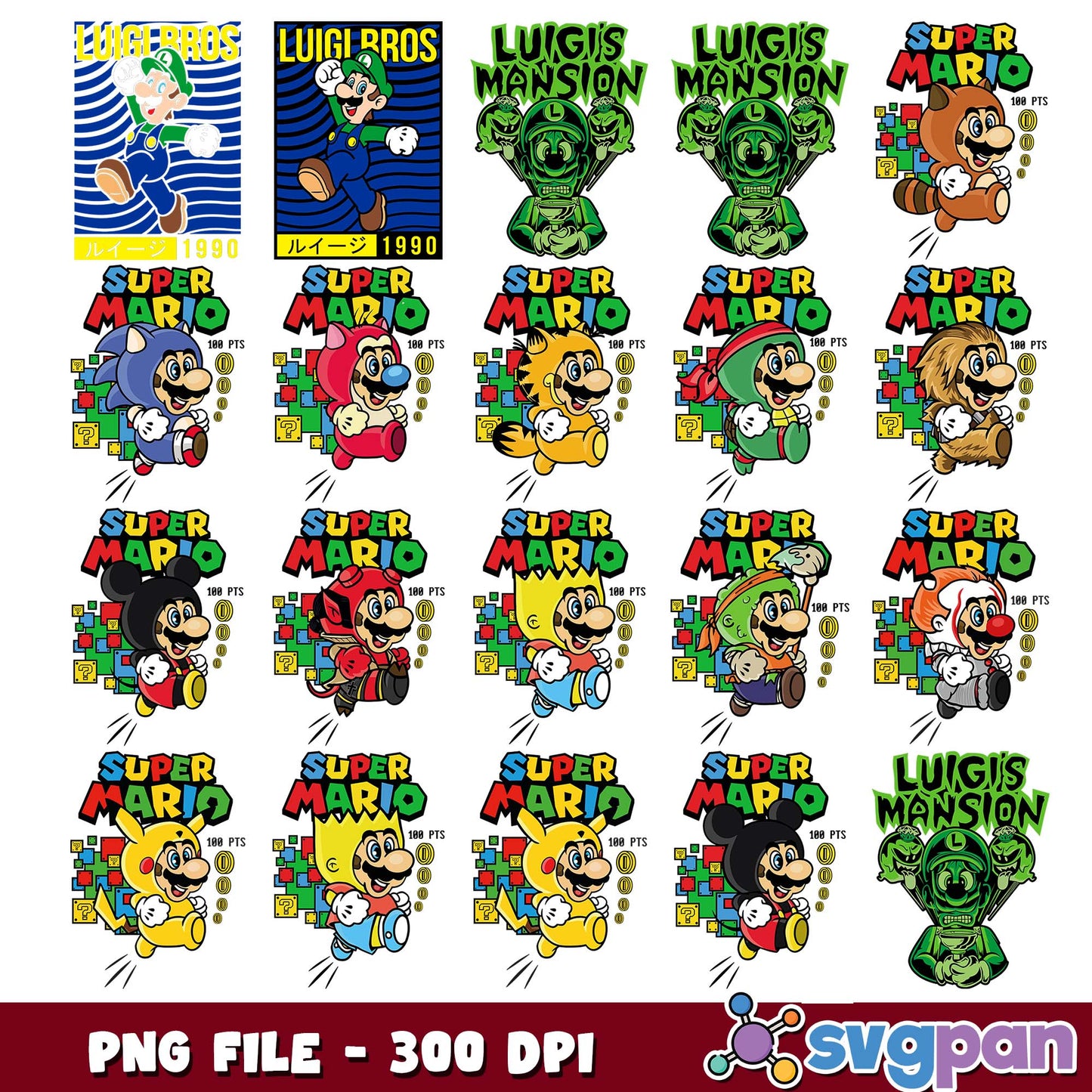Super mario costume design png bundle