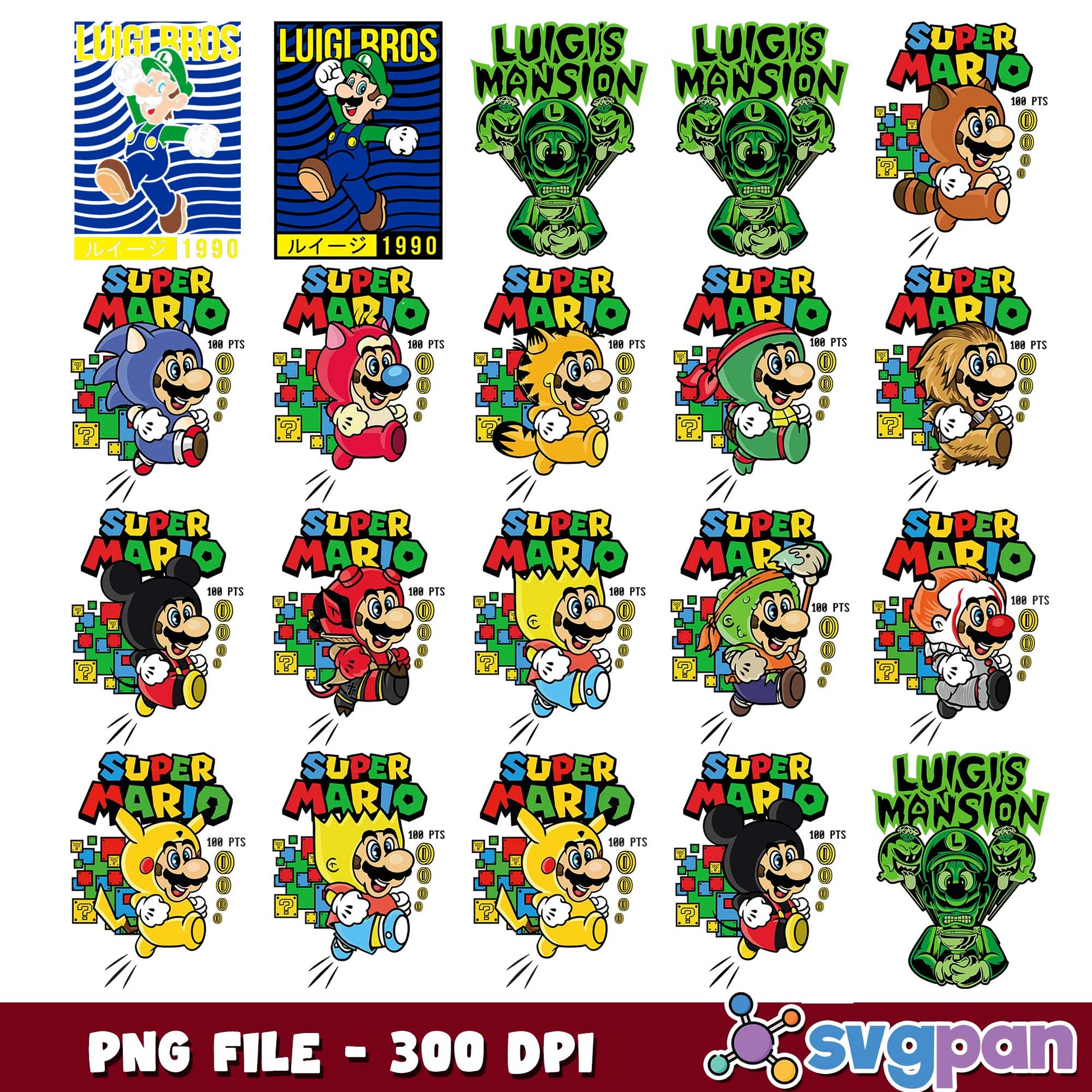 Super mario costume design png bundle
