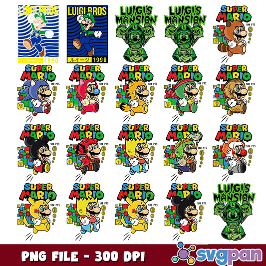 Super mario costume design png bundle
