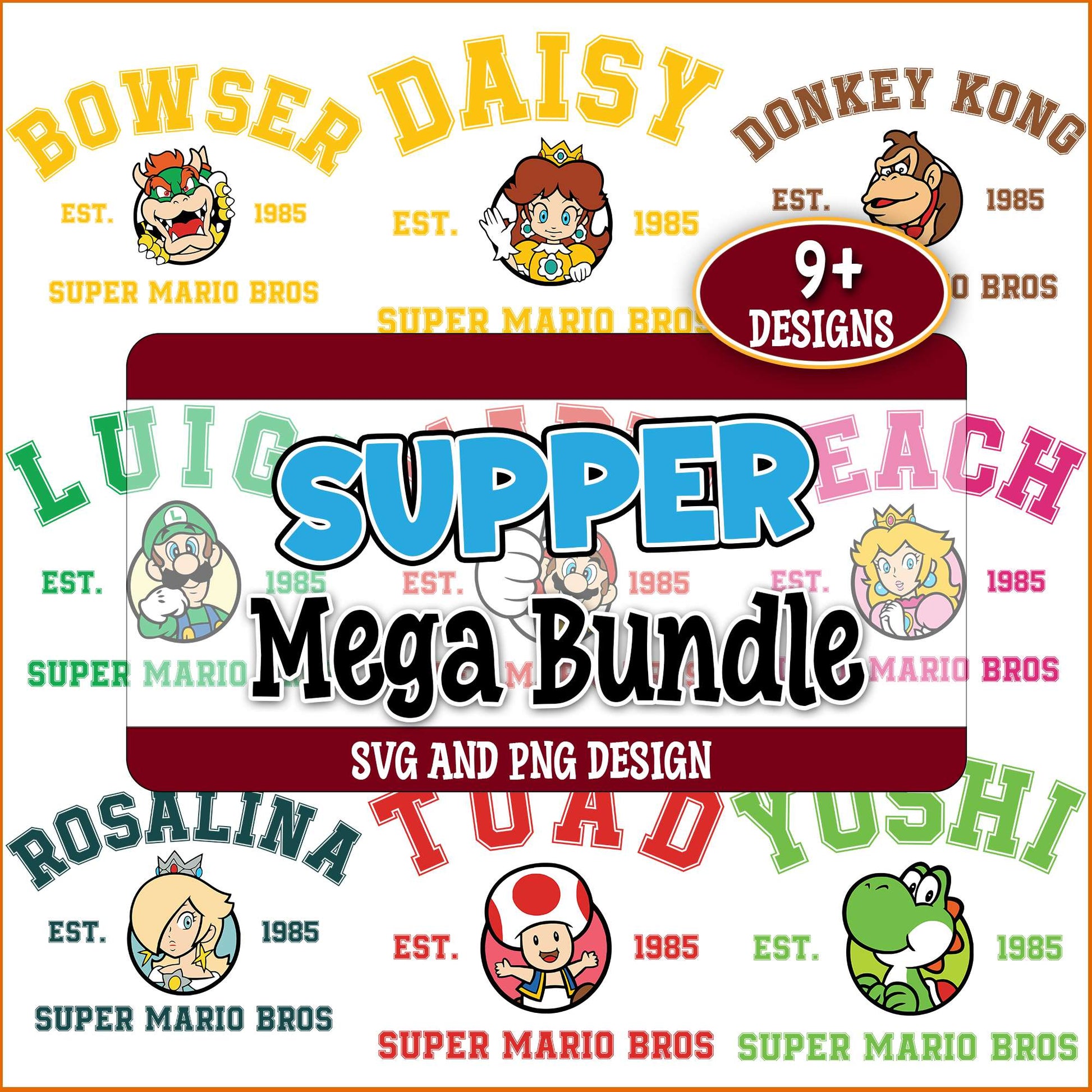 Super mario est design svg bundle