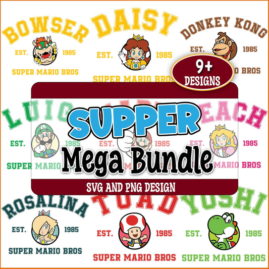 Super mario est design svg bundle
