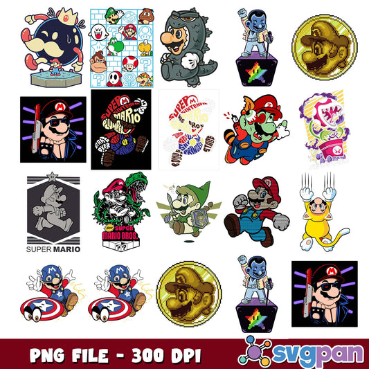 Super mario funny design png bundle