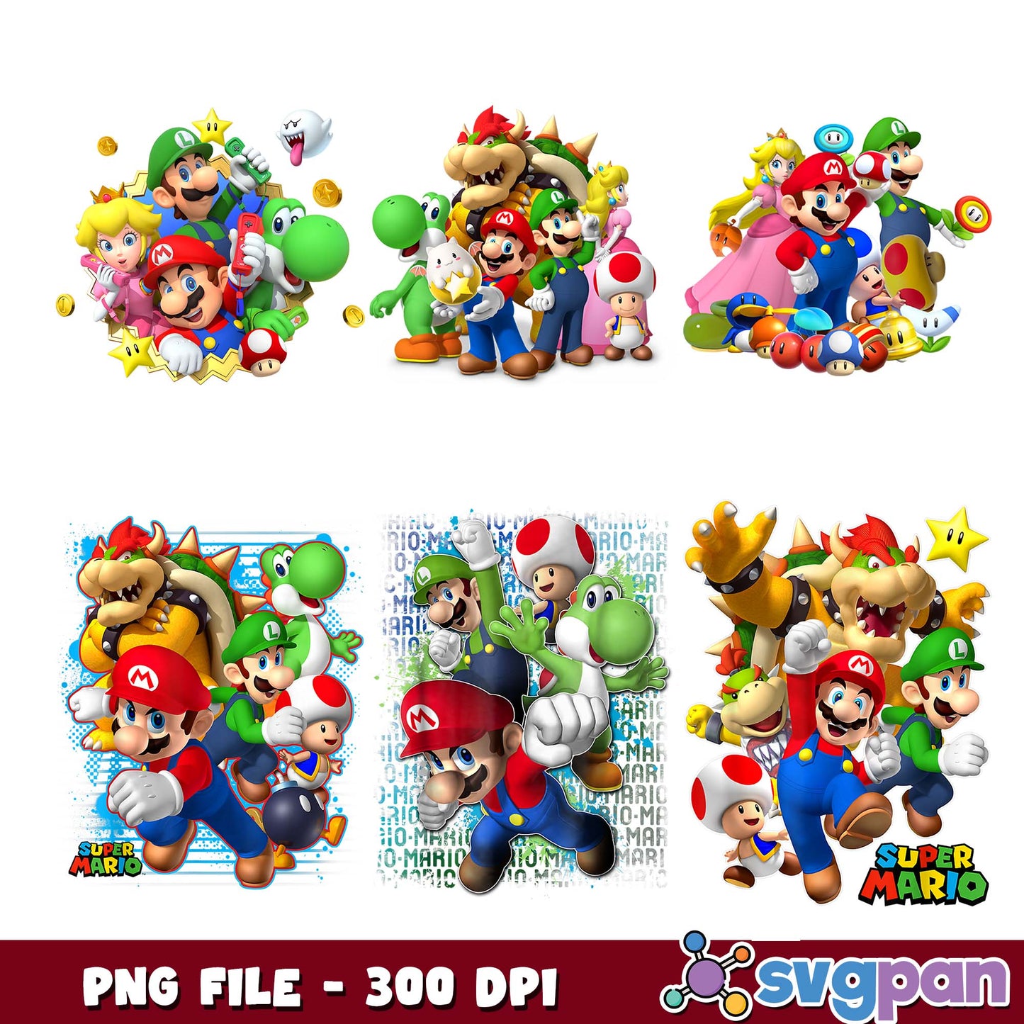 Super mario nintendo design png bundle