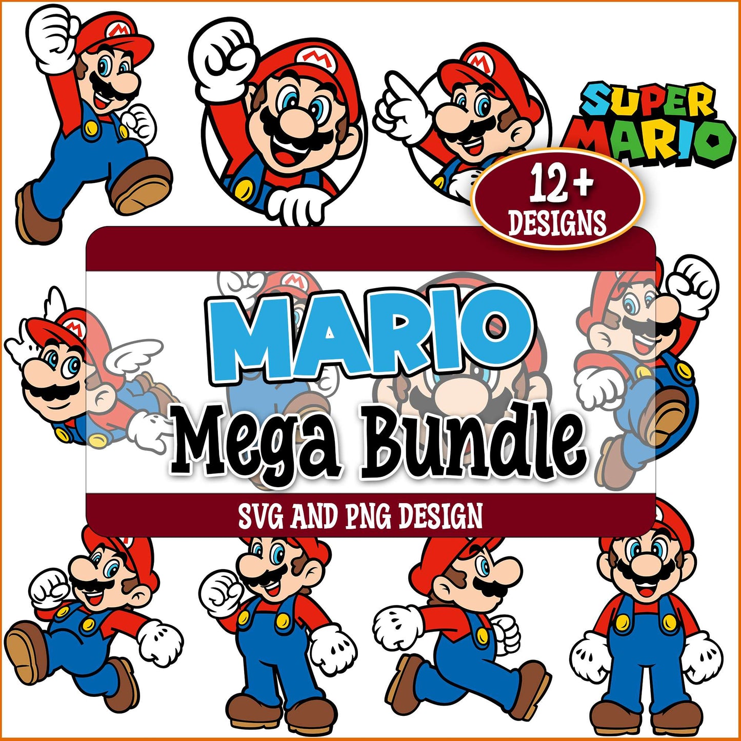 Super mario pose svg bundle