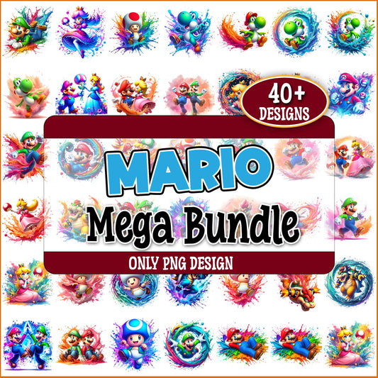Super mario watercolor png bundle