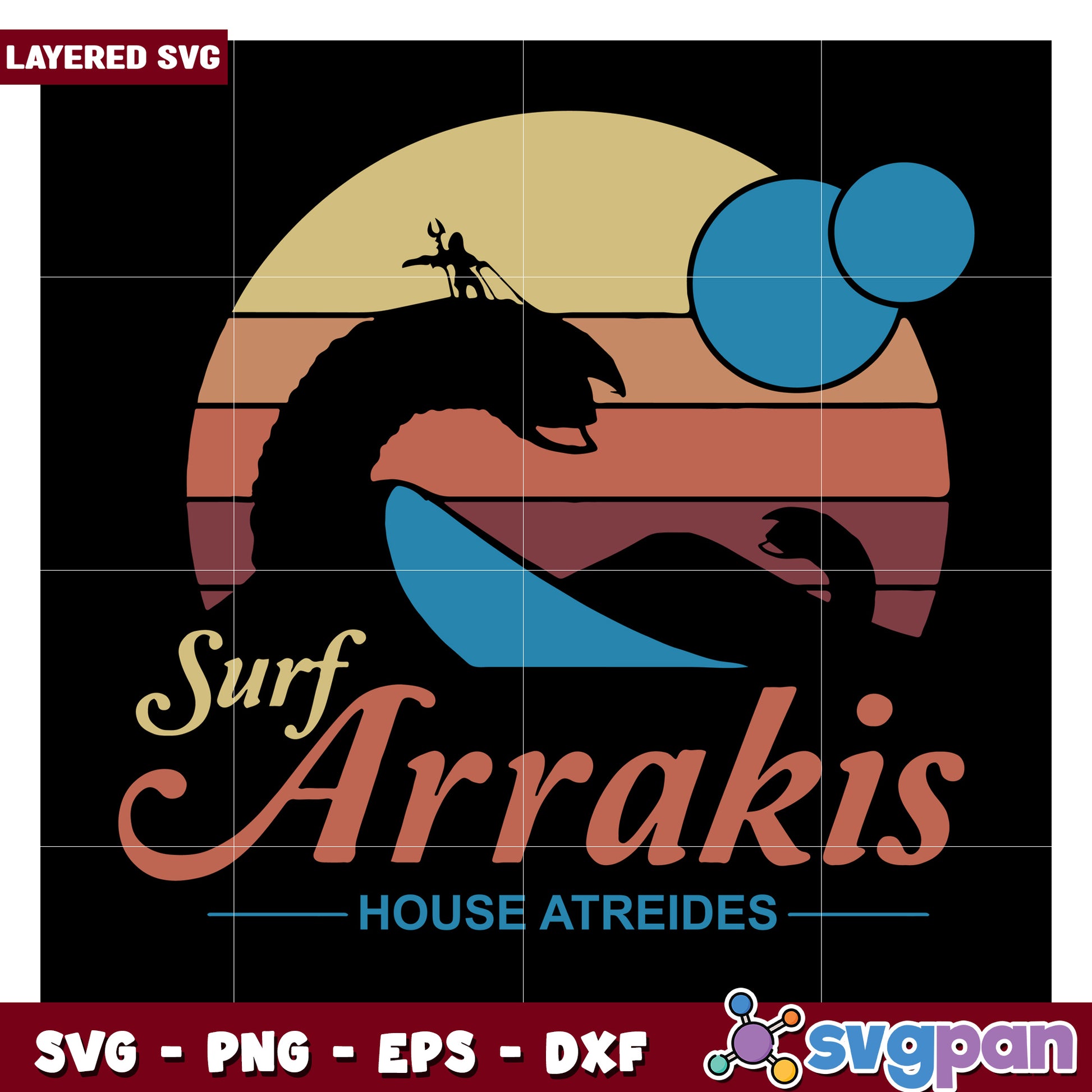 Surf Arrakis House Atreides design, perfect for fans of Dune art