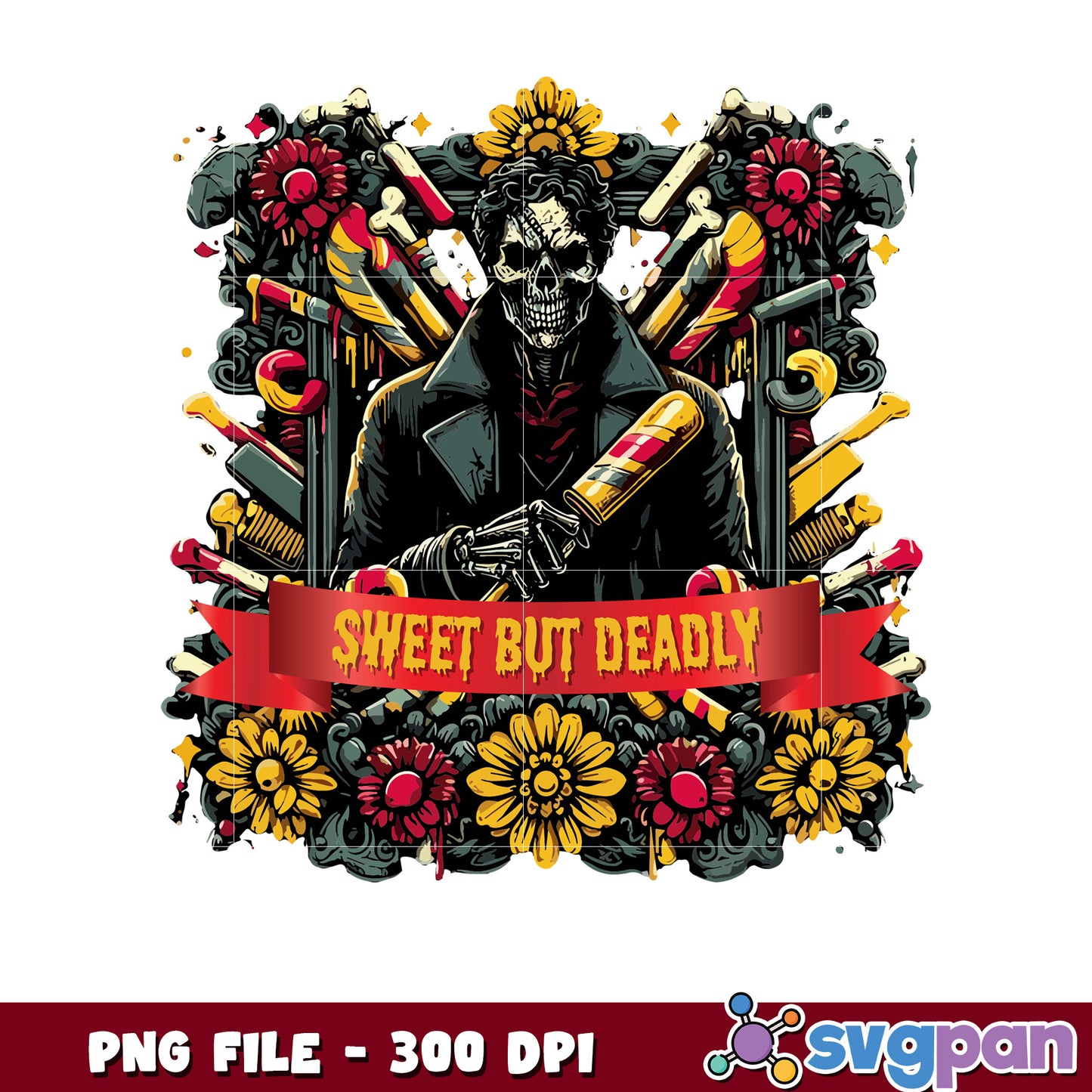 Sweet but deadly png, halloween horror characters png, halloween town png
