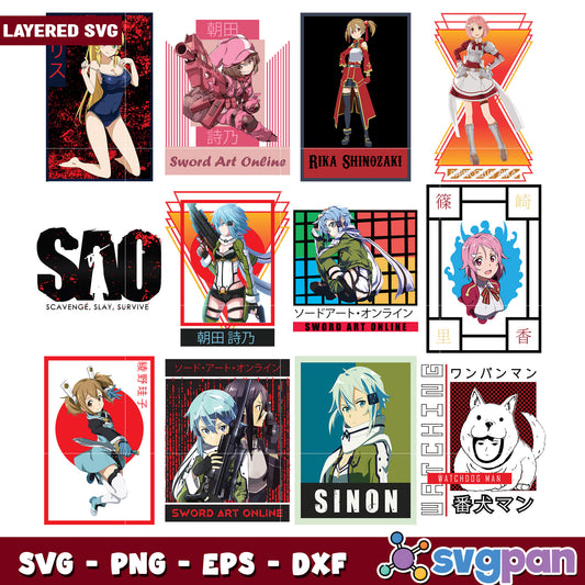 Sword Art Online Bundle Layered SVG Files Pack