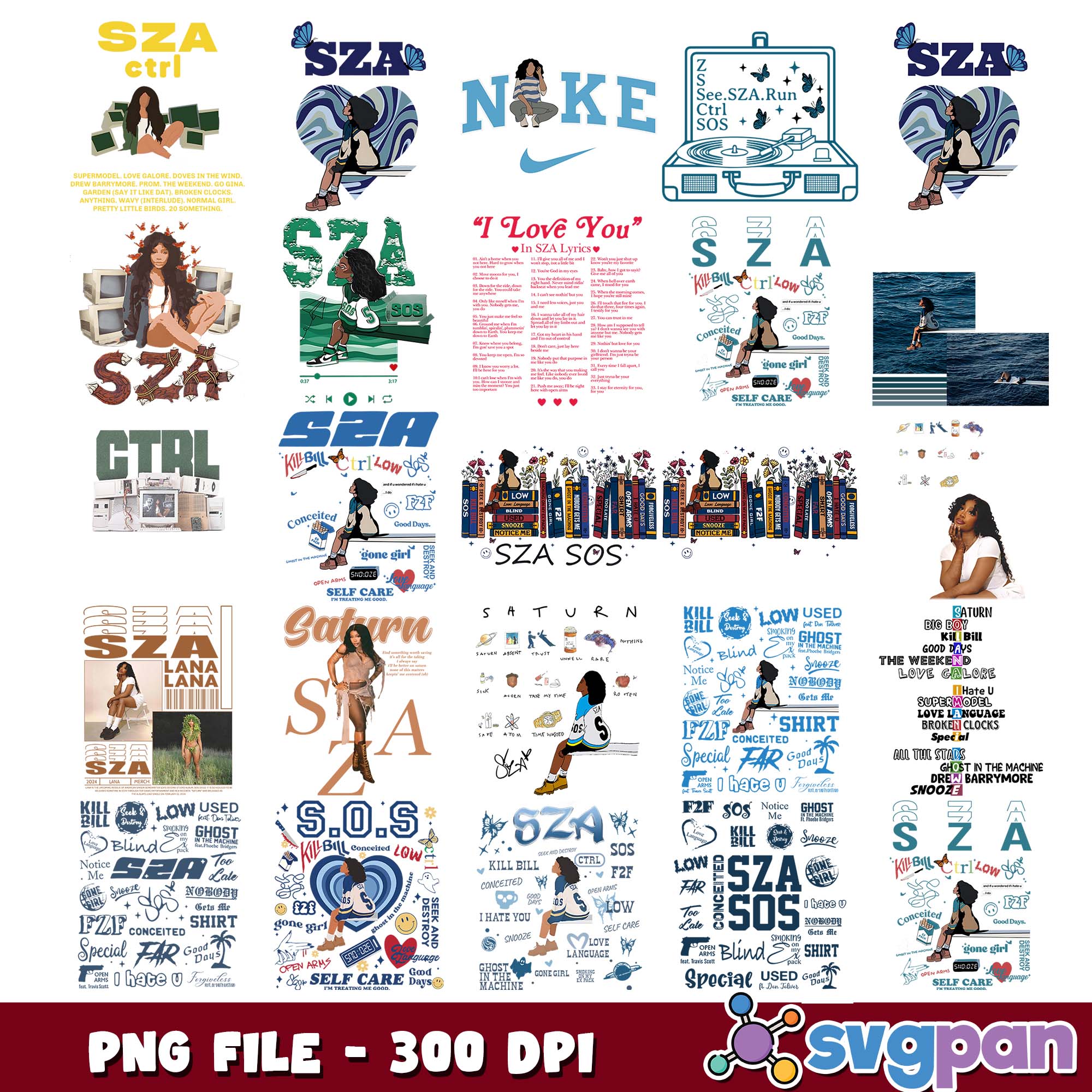 Sza Lettering Sza ctrl design png bundle, sza songs png, sza concert png – svgpan