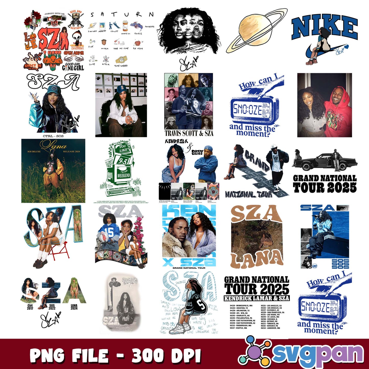Sza ctrl design png bundle, sza songs png, sza concert png
