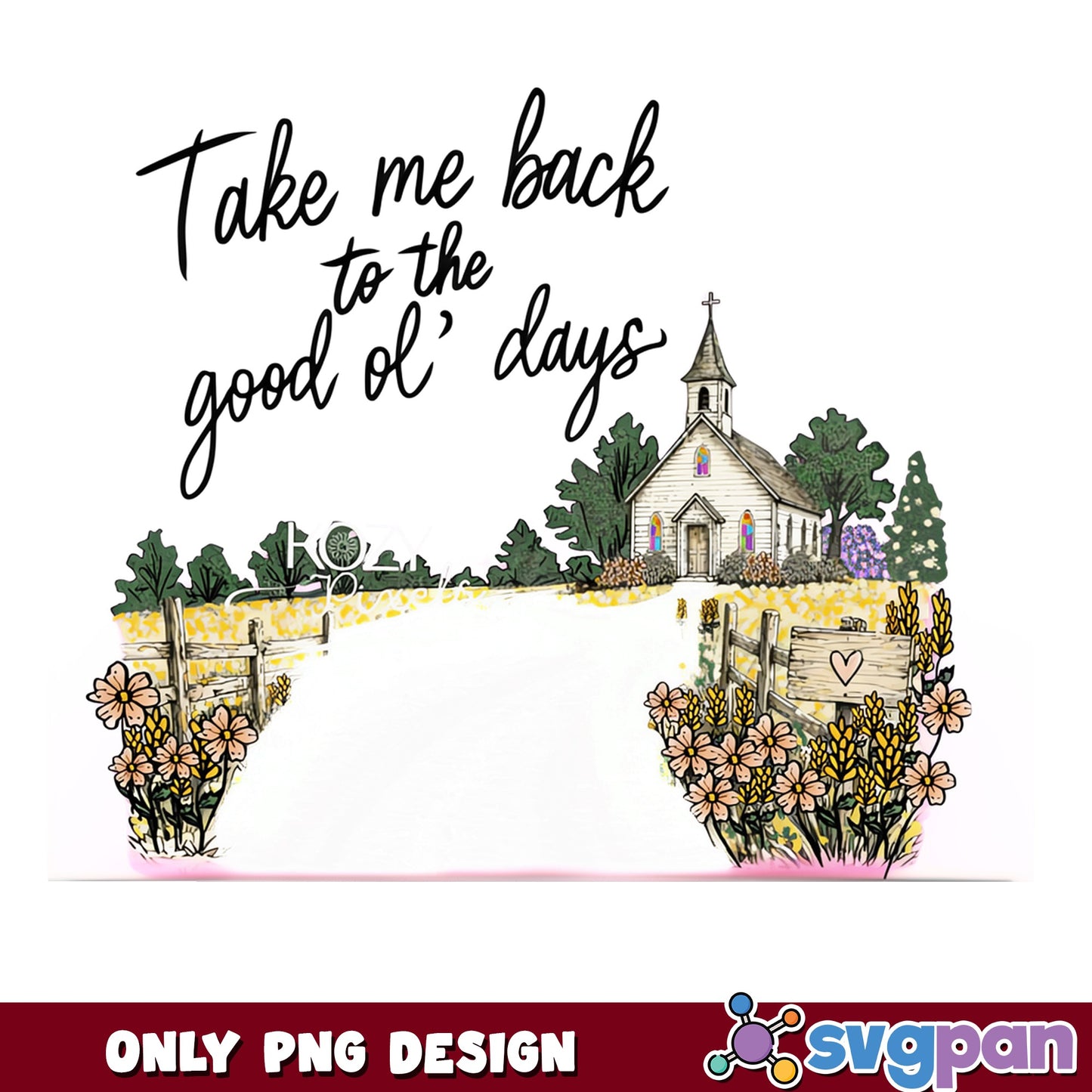 Take Me Back To The Good Ol Days PNG, Country Church PNG, Farmhouse PNG