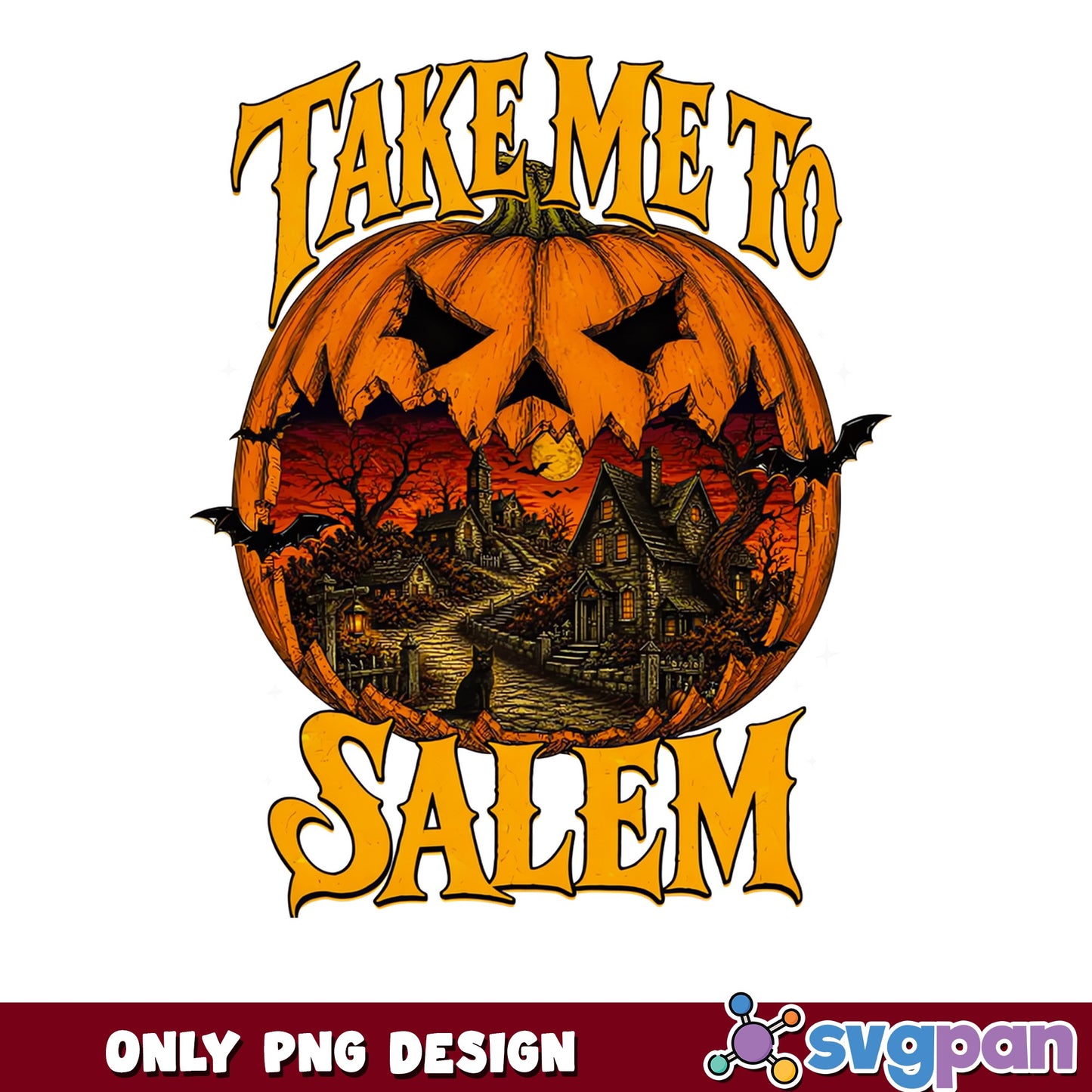 Take Me To Salem PNG, Halloween Pumpkin PNG, Spooky Season PNG