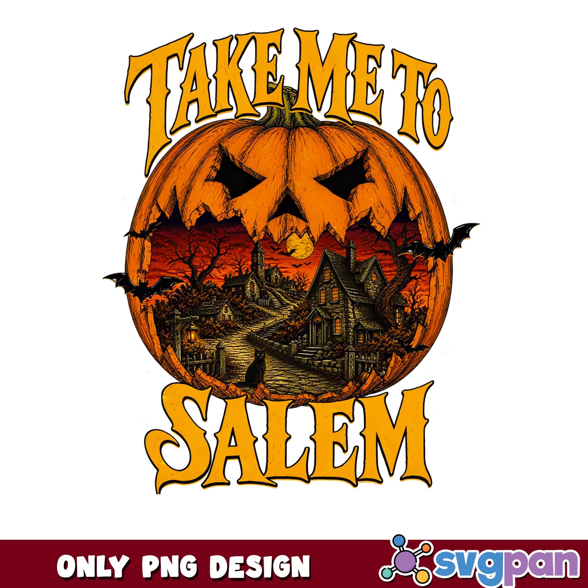 Take Me To Salem PNG, Halloween Pumpkin PNG, Spooky Season PNG