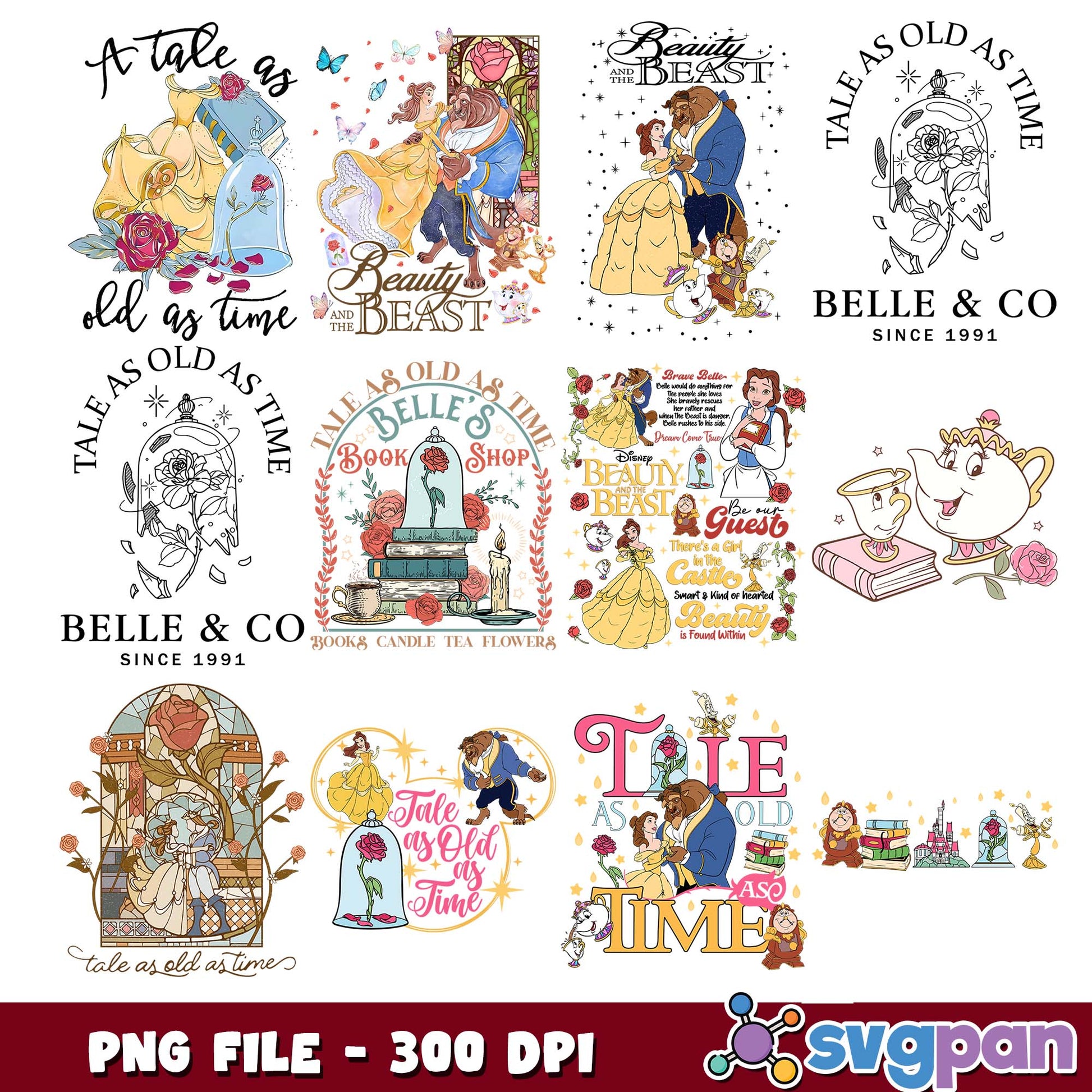 Tale as old as time png bundle