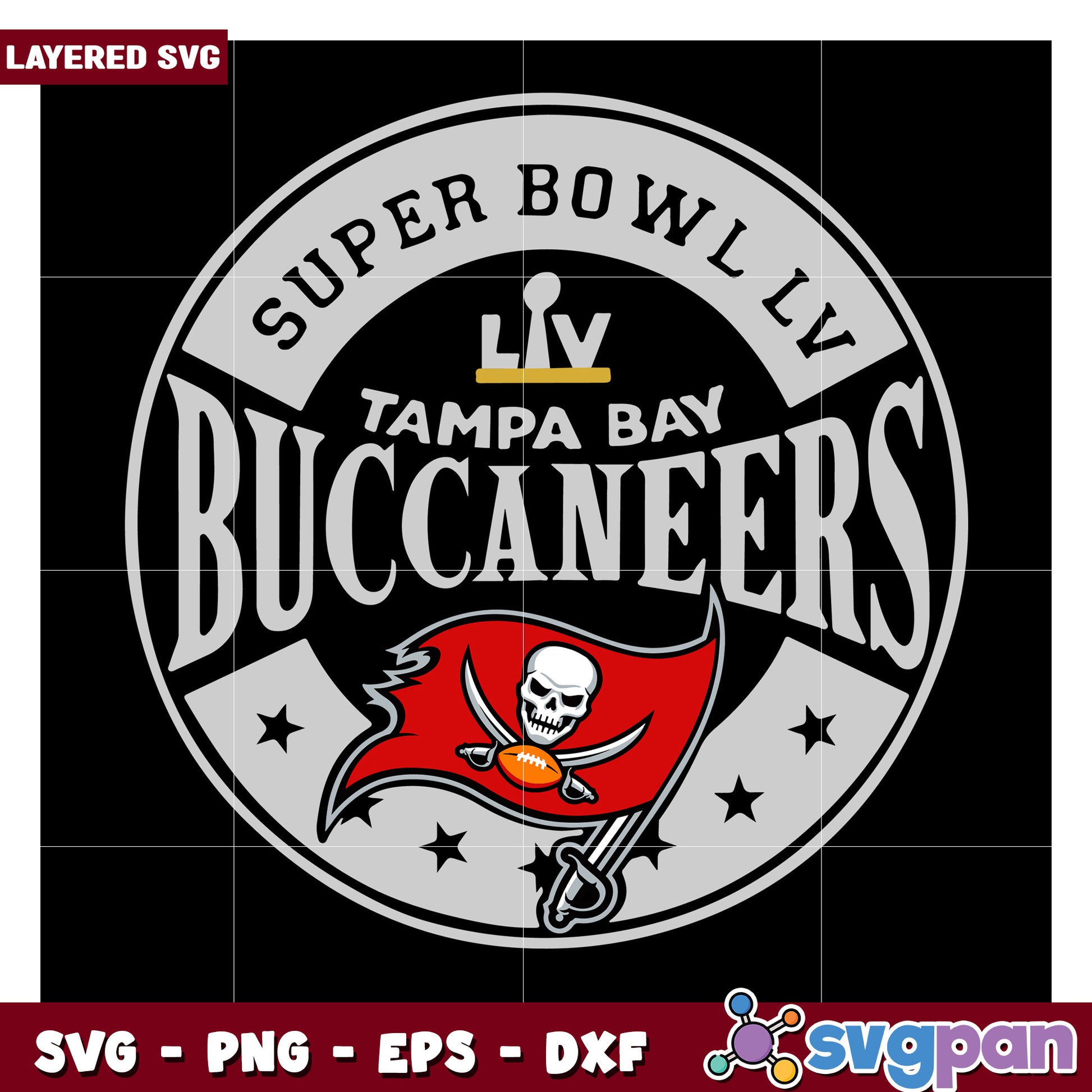 Tampa Bay Buccaneers Super Bowl LV logo SVG file, high-quality design for crafts