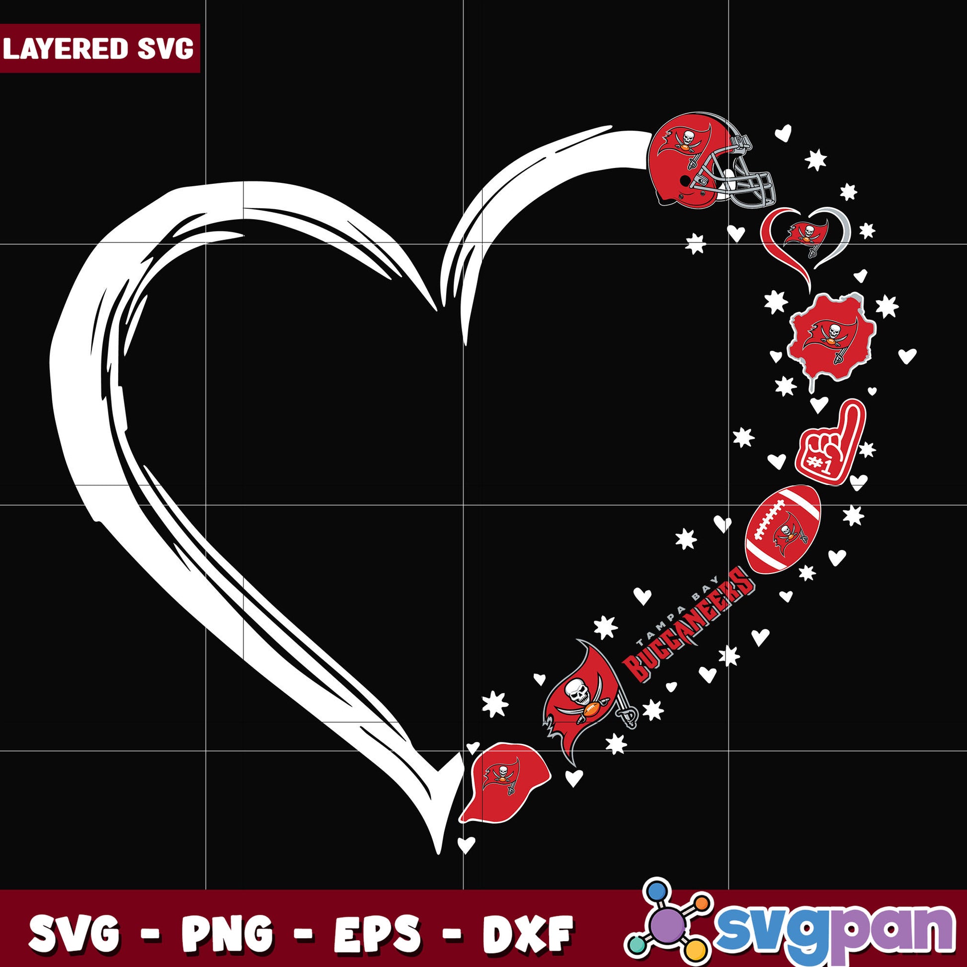 Tampa Bay Buccaneers heart svg, nfl divisons​ svg, nfl combine​ svg