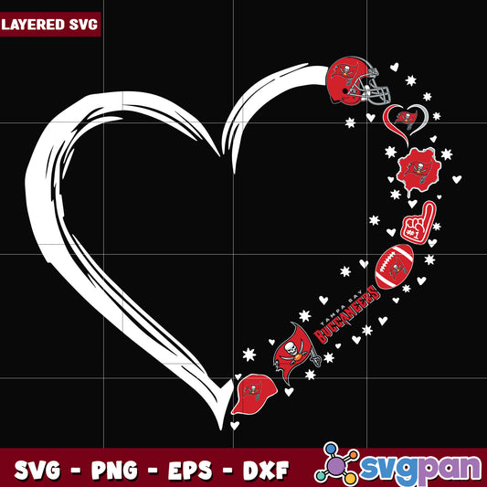 Tampa Bay Buccaneers heart svg, nfl divisons​ svg, nfl combine​ svg