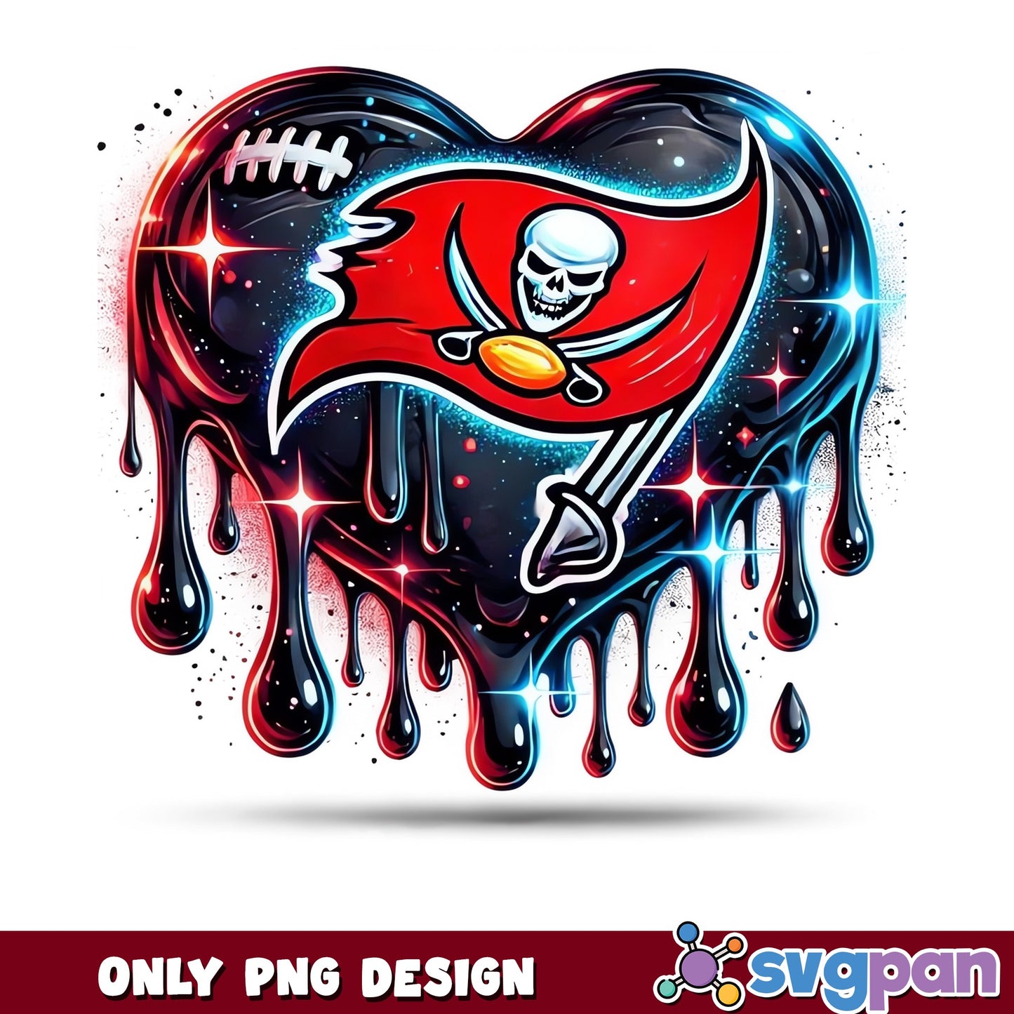 Tampa Bay Buccaneers Dripping Heart PNG, NFL Football PNG, Buccaneers PNG
