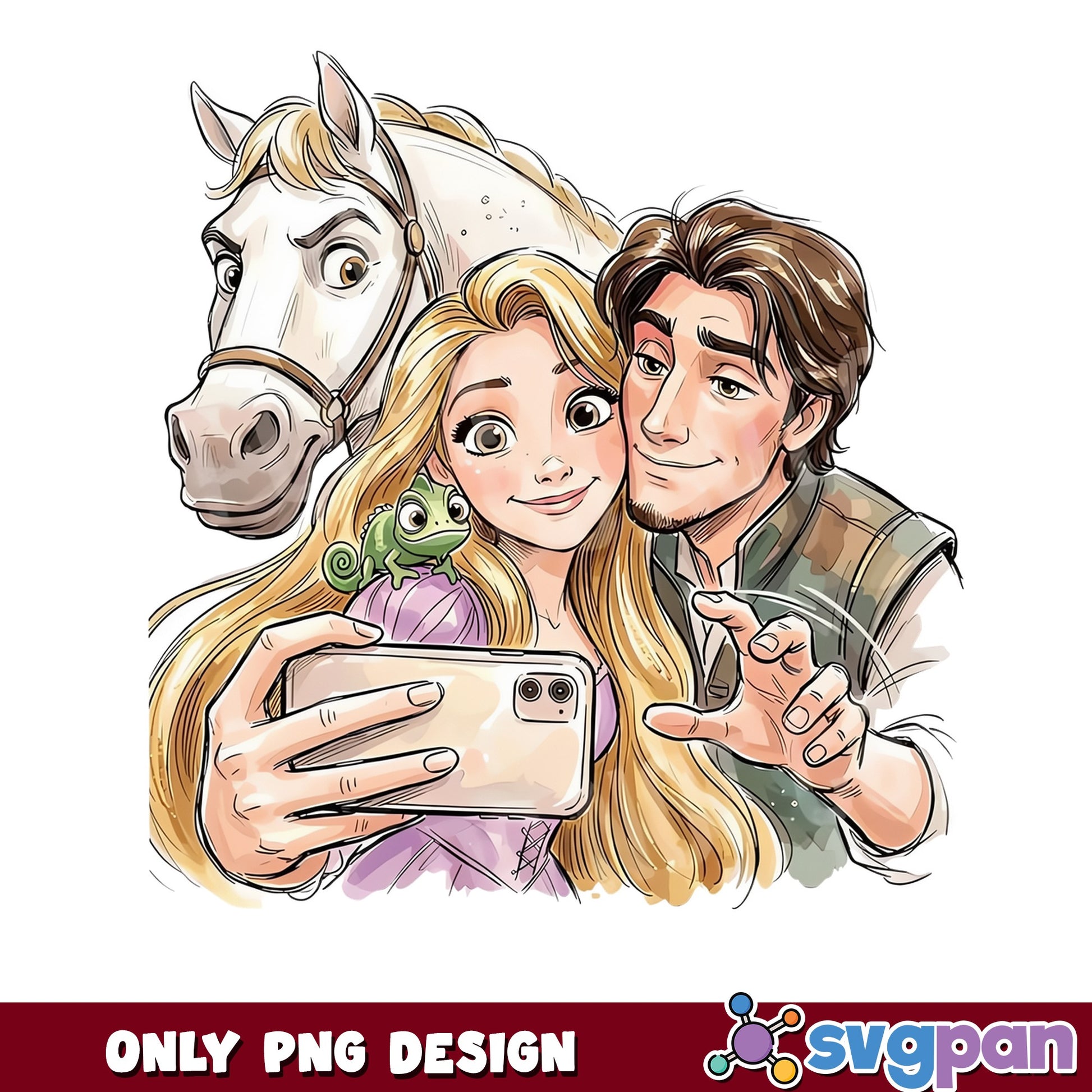 Tangled Rapunzel And Flynn Rider Selfie PNG, Disney Princess PNG, Rapunzel PNG