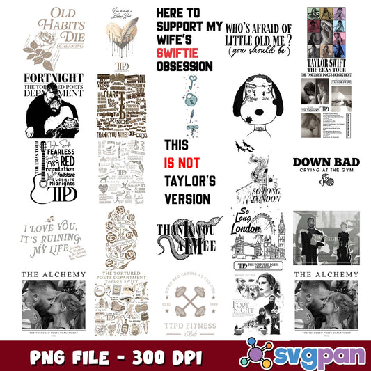 Taylor swift quotes design png bundle