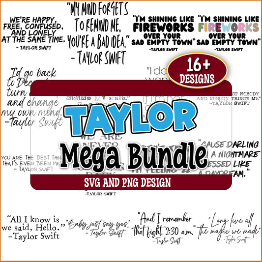 Taylor swift quotes set svg bundle