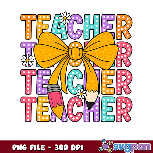 Teacher Bow PNG Sublimation Design 300 DPI