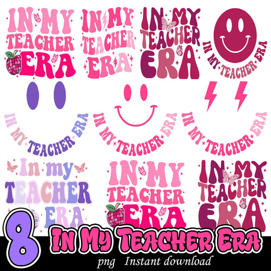 Teacher Era PNG Bundle 8 Designs