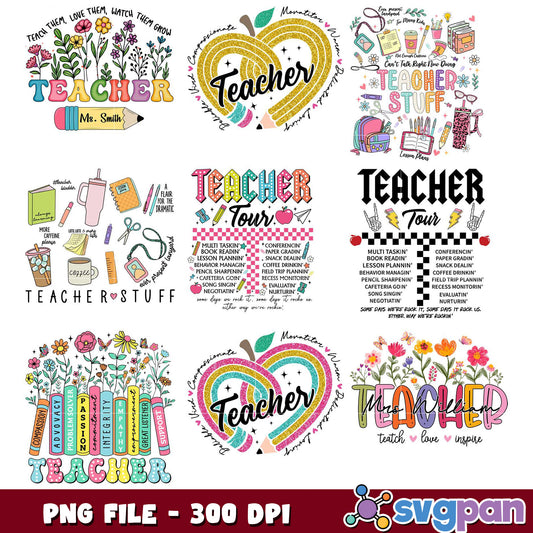 Teacher PNG Bundle 6 Cute Designs