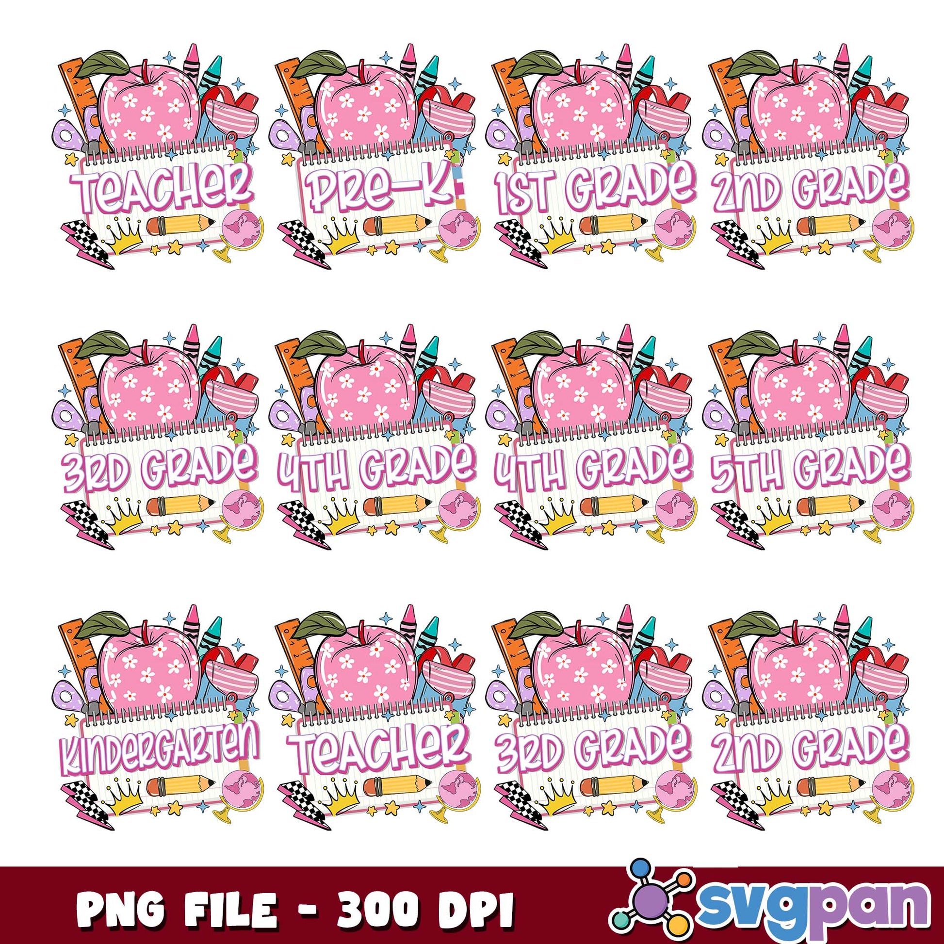Teacher school stuff png bundle