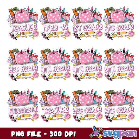 Teacher school stuff png bundle