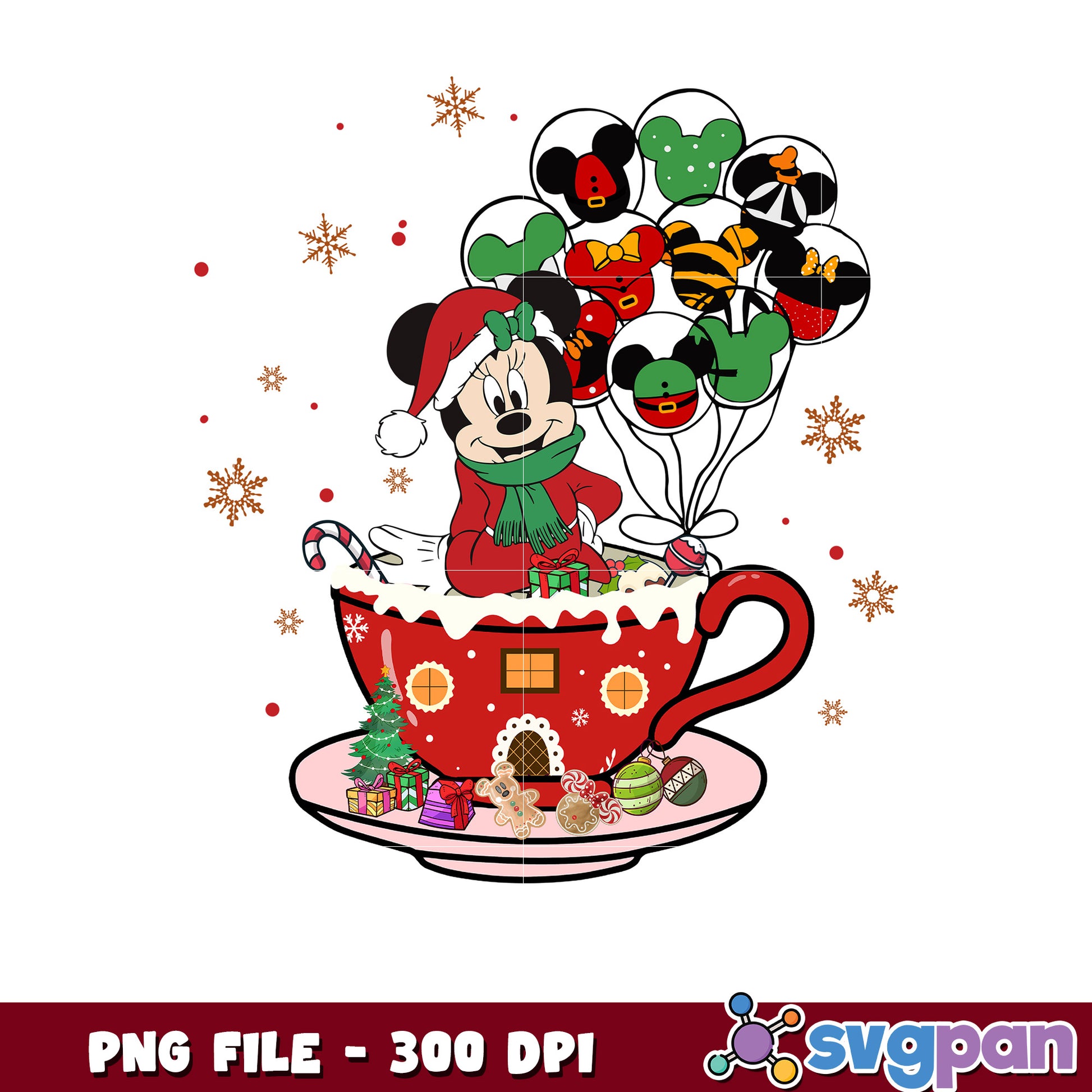 Tea christmas minnie png, chistmas clipart png, cartoon png