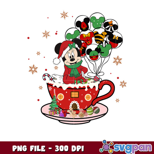 Tea christmas minnie png, chistmas clipart png, cartoon png