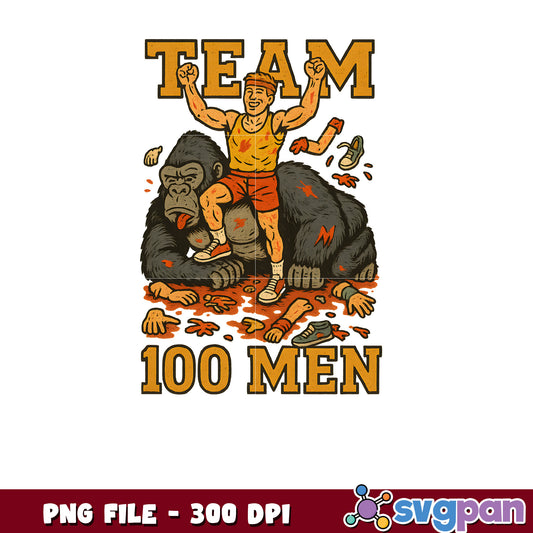 Team 100 Men Gorilla PNG Graphic 300 DPI