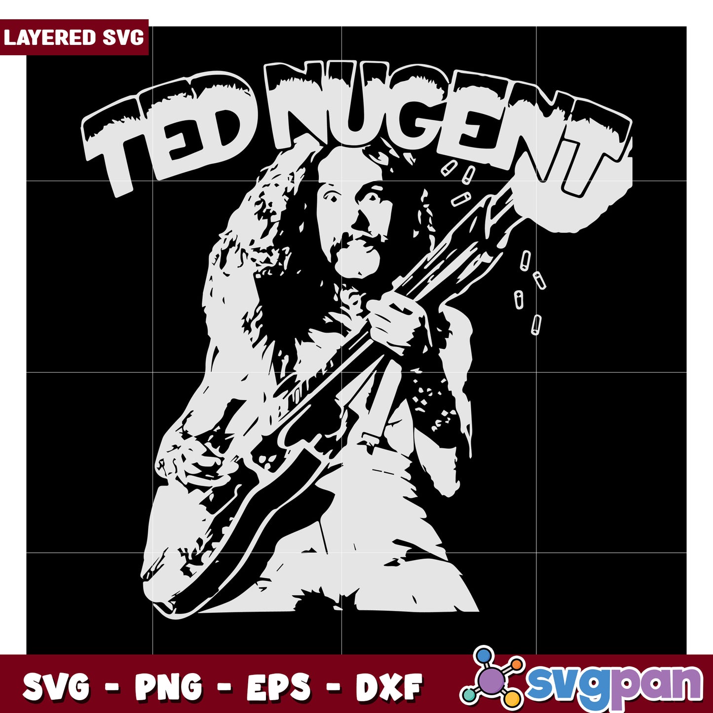 Ted Nugent Silhouette Design for Crafts, High-Quality SVG Format